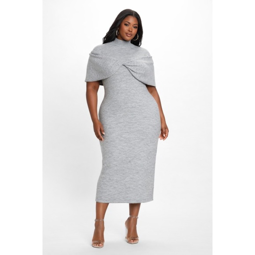 Eloquii Twist Front Cape Sweater Midi Dress Size 18 NWT